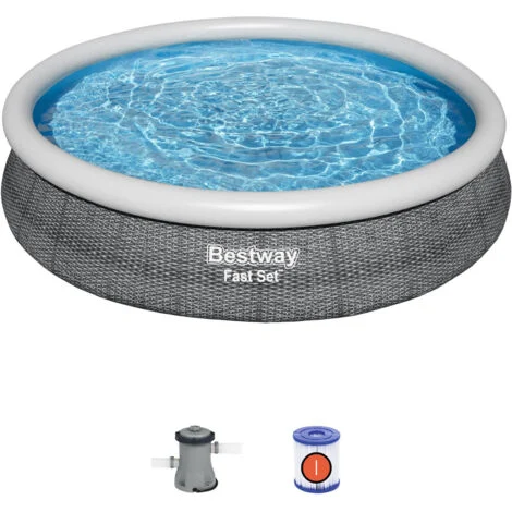 Piscina gonfiabile rotonda Bestway Fast Set grigia 366x76 cm