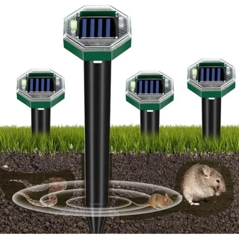 Repellente per gatti a ultrasuoni, repellente per topi a ultrasuoni da 4 pezzi, repellente per gatti da esterno a 360°, repellente per animali domestici a ultrasuoni aggiornato 2025 per giardino, gatt