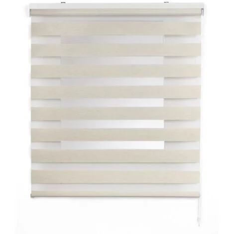 STOR PLANET - DUOLUX - TENDA A RULLO SEMIFILTRANTE CON FRANGE TRASPARENTI COLORE LINO - 140X180CM
