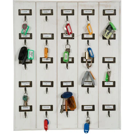 Bacheca Porta chiavi da muro a parete 25 ganci in legno 60x49x4 cm Appendichiavi da ingresso Contenitore armadietto da ufficio