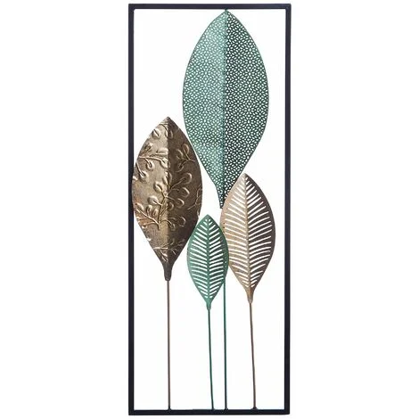 Decorazione da Parete Foglie in Metallo Multicolore Stile Moderno Platinum