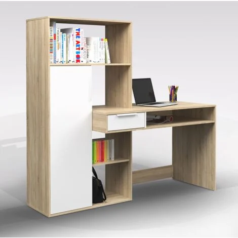 SCRIVANIA CON LIBRERIA MOD. FUNCTION PLUS CM 163X60 H. 155 ROVERE SONOMA
