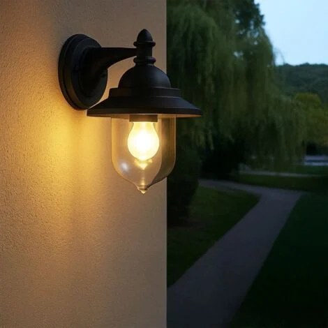 Lampada da parete per esterno E27 LONDON IP44 Nero Opaco