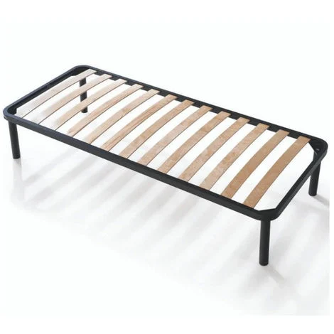 EVERGREENWEB - Rete Letto Matrimoniale 140x190 H 35cm a Doghe in Legno ORTOPEDICA + 4 Piedi Smontabili, Struttura in Ferro RINFORZATA Base da Incasso per Tutti Tipi di Letti e Materassi, Modello APPLE