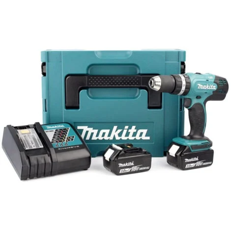 Makita, Trapano Avvitatore a Percussione, 18V 3Ah, 2 Batterie, Valigetta Makpac