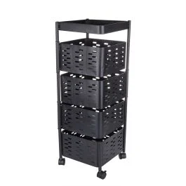 Carrello multiuso in ferro con ruote, 4 cassetti mobili, nero, Sìordine