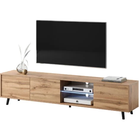 Selsey GALHAD - Mobile TV in Stile Scandinavo / Tavolino TV Minimalista / Porta TV per Salotto / Luci LED / 175 cm (Quercia Dorata)