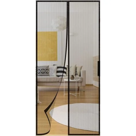 Zanzariera magnetica per porte, tende magnetiche per porte, tende anti-insetti, zanzariera per finestre a bovindo, zanzariera magnetica senza forare nero 90 x 200 cm