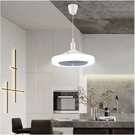 Ventilatore da soffitto con luce, E27 12W piccolo ventilatore da soffitto silenzioso, luce da soffitto a LED dimmerabile per camera da letto cucina ufficio - luce tricolore dimmerabile + ventilatore r