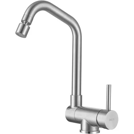 ONECE Rubinetto Cucina Pieghevole con 2 Modalità, Miscelatore Sottofinestra con Girevole Bocca Spruzzatore, Rubinetti Abbattibile per Lavello Girevole a 360°, Acciaio Inox 304, Aeratore Rimovibile