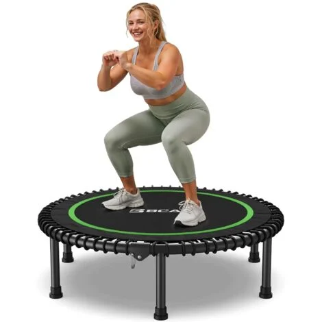 Mini Trampolino BCAN per adulti, portata 204/249 kg, pieghevole, diametro 102/122 cm, con elastici in gomma, stabile e silenzioso, per interno ed esterno (BT2 senza maniglia)