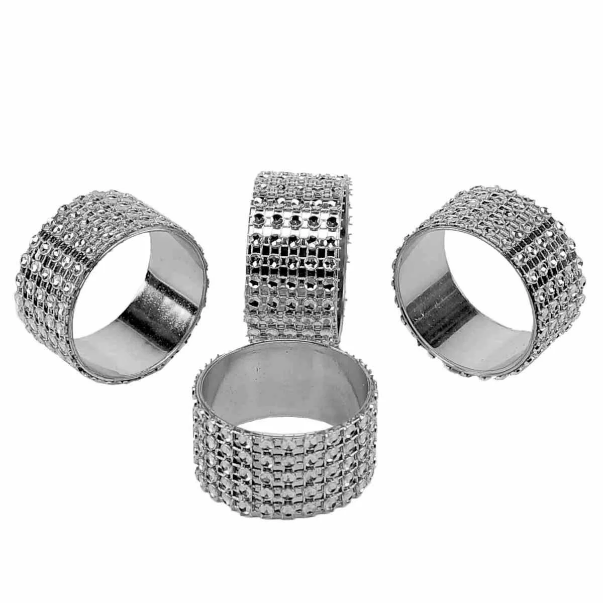 Porta Tovaglioli con Strass Argento Set pz.4