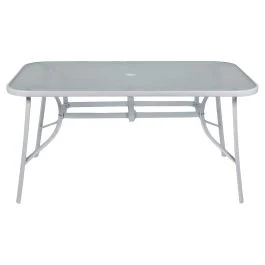 Tavolo da esterno 150x90 cm, in vetro e acciaio, bianco, Esté