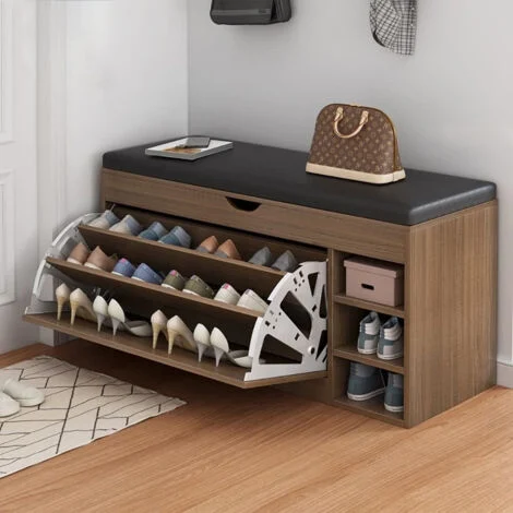 TrAdE Shop Traesio - Panca Organizer Per Scarpe Con Seduta Imbottita Cassetti Ingresso Soggiorno Multifunzione -