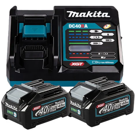 Kit di alimentazione Makita 40 V max. ( 191L77-9 ) con 2x batteria BL 4040 4,0 Ah + caricatore rapido DC 40 RA XGT LXT