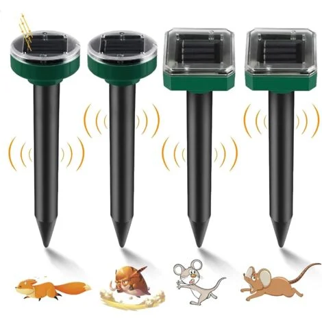 Repellente per talpe solare 4 pezzi, Repellente per talpe solare ad ultrasuoni, Repellente per talpe solare impermeabile IP65, Repellente per serpenti ad ultrasuoni