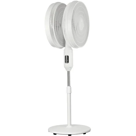Ventilatore A Piantana Doppia Esposizione 12 Velocità Con Timer E Telecomando 40w Bianco