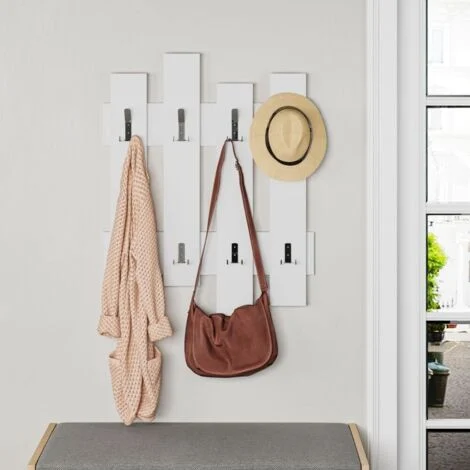Appendiabiti a muro Wave 8 ganci colore bianco