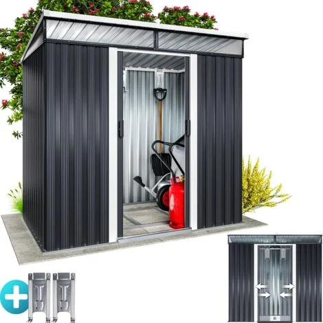 Gardebruk Capanno da Giardino in Metallo con Fondazione 196x122x180cm 2 Finestre Ventilazione