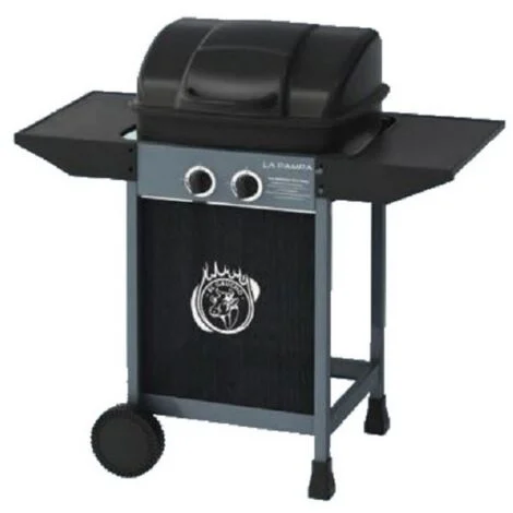 BARBECUE BBQ A GAS PIETRA LAVICA GRIGLIA IN ACCIAIO 2 BRUCIATORE COPERCHIO 27741