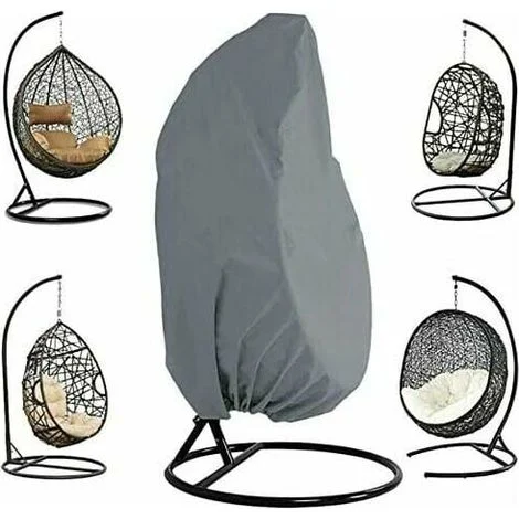 Telo di copertura per sedia sospesa Ulisem, in rattan sintetico, impermeabile, a forma di uovo, resistente all'acqua e alla polvere - 190 x 115 cm (grigio)