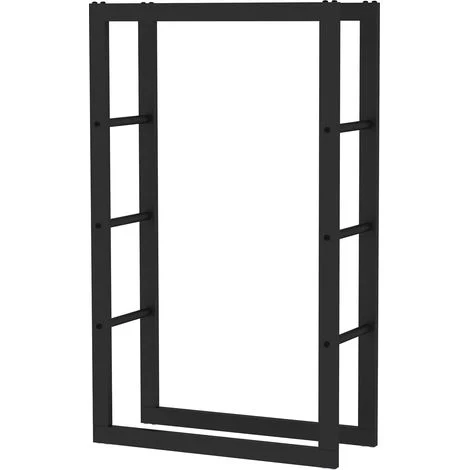 Toboli Scaffale per legna da ardere 100x25x60cm, metallo verniciato a polvere, per interno ed esterno, Portalegna