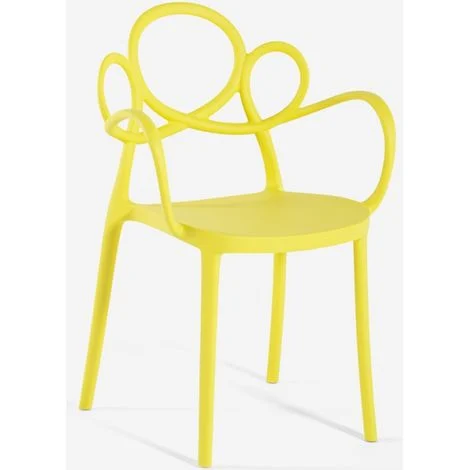 Sedia design moderno elegante in polipropilene con braccioli Derby - Giallo