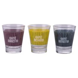 Set 3 bicchierini caffè 90 ml in vetro, Espressino Tuttocaffè Sibilla