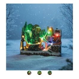 Villaggio natalizio con musica, movimento e 13 led 23x15x18 cm, Santa's House