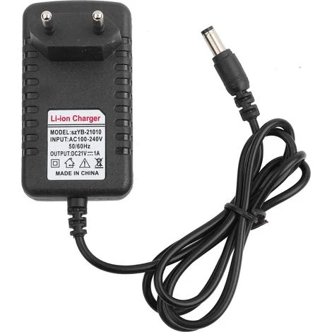 Adattatore per caricabatterie agli ioni di litio SUNXURY 21V/1A con nucleo in rame spesso, caricabatterie adattivo per batterie al litio, spina UE