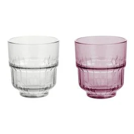 Set 2 bicchieri impilabili 340 ml, trasparente e prugna, Vertical Sibilla