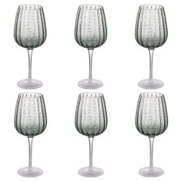Set 6 calici 500 ml in vetro lavorato, Shiraz Greenery