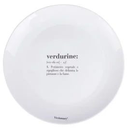 Piatto piano tondo in vetro opalino, bianco, Victionary Verdurine