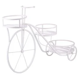 Bicicletta portavasi 3 ripiani in ferro battuto 78x25x48 cm, crema, Esté