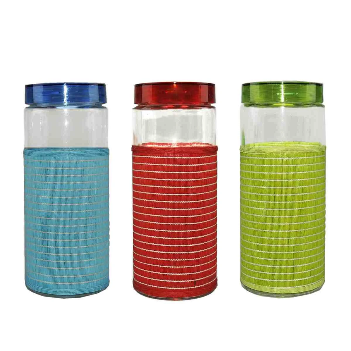 Barattolo Vetro Paglia Color cm.H28 6 Colori Assortiti
