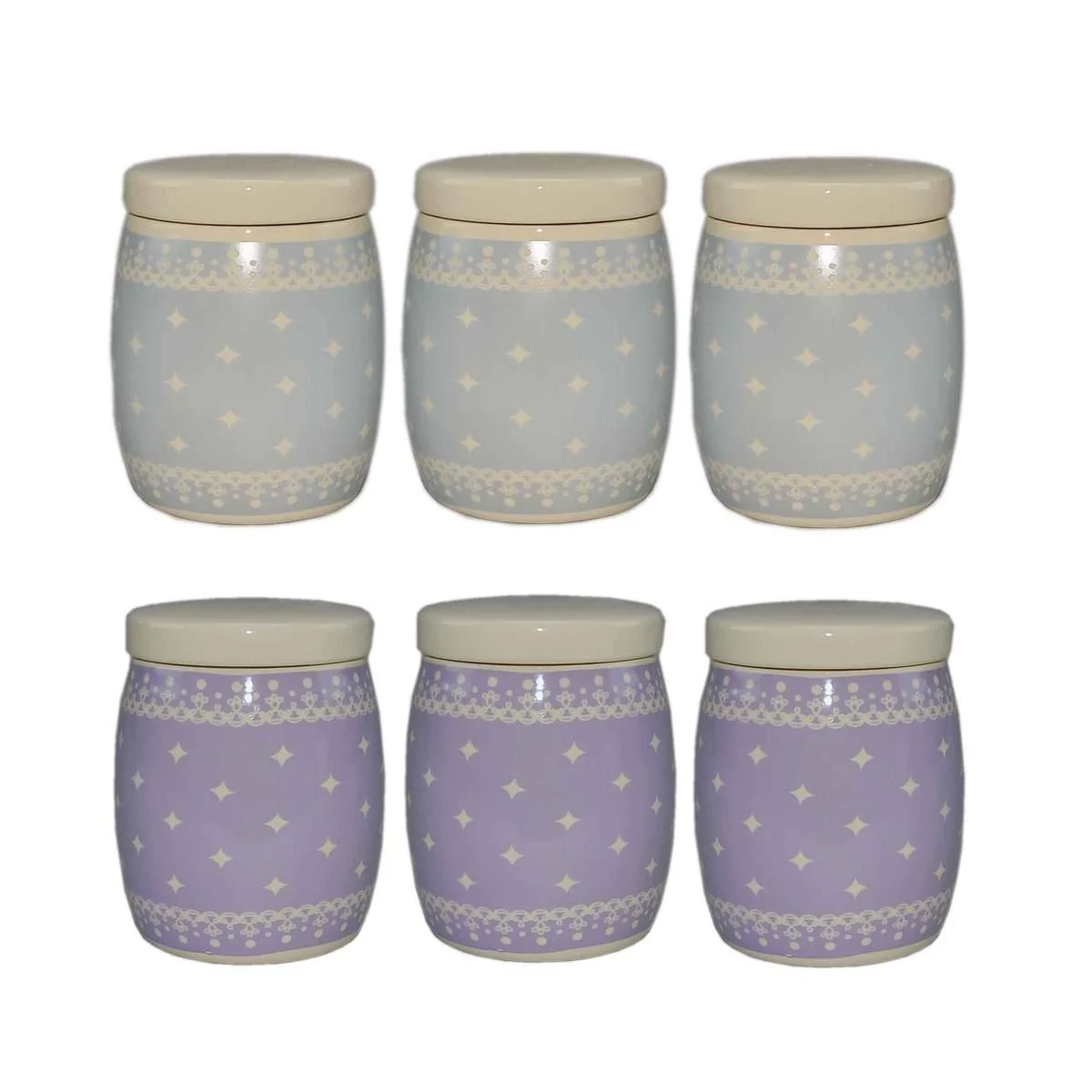 Barattoli Set pz.3 Ceramica Cuorifoglio 4 Colori Assortiti