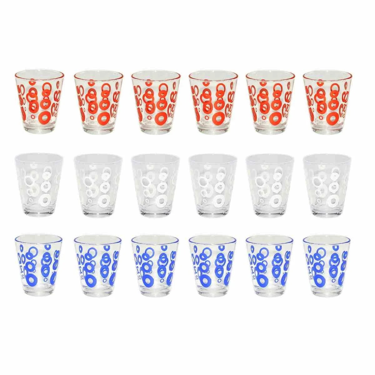 Bicchieri Vetro Set pz.6 Caffè Cerchi 4 Colori