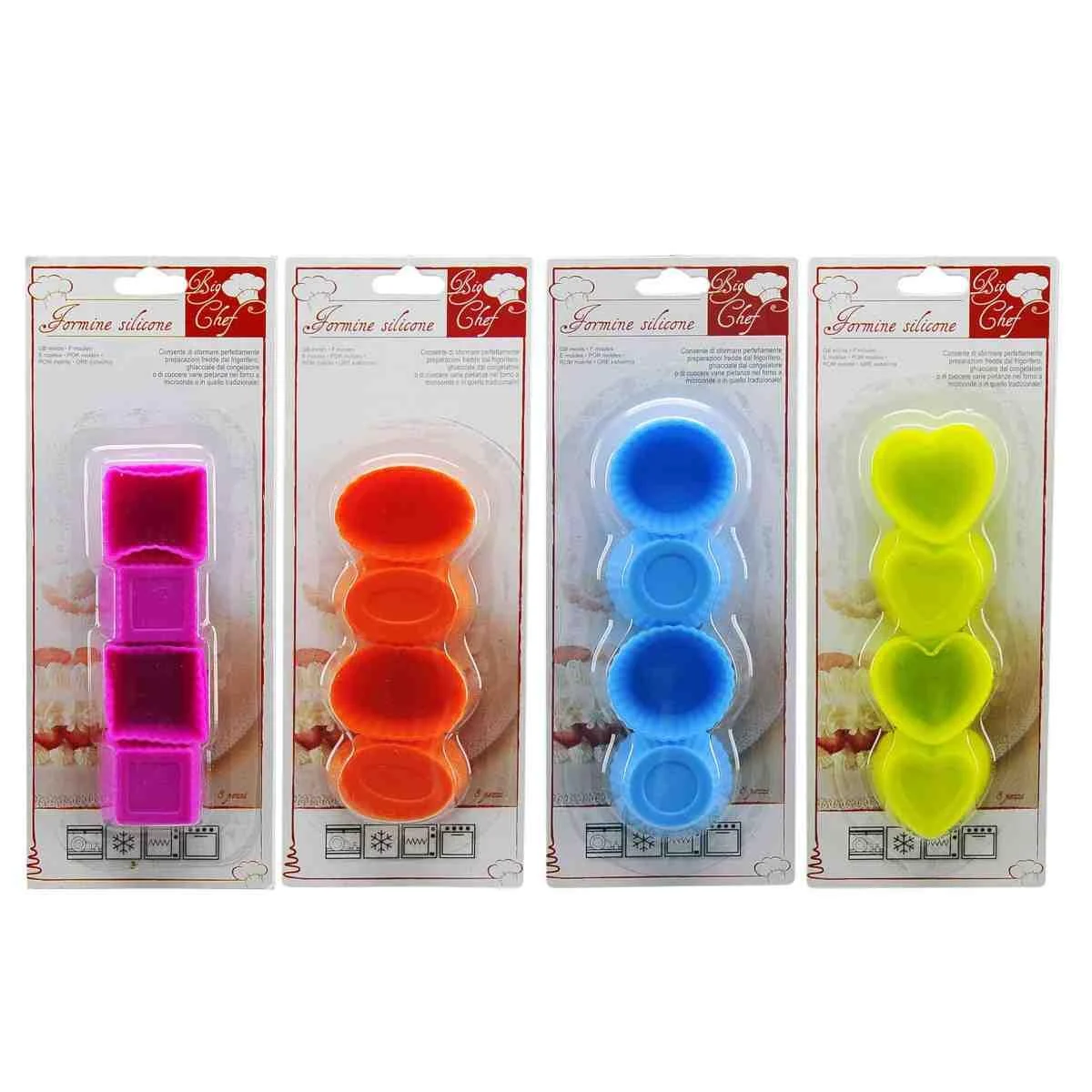Formine Dolci Pz.8 Silicone 4 Mod. in 4 Colori