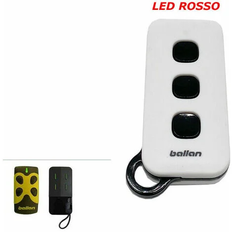 Telecomando Ballan 10444149 433.92 Mhz 3 Canali Rolling Code Ex 10444083 Led Rosso