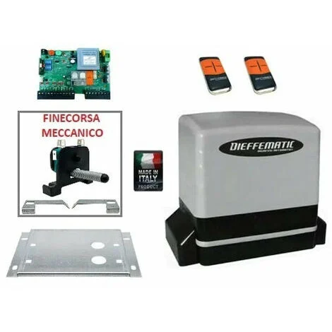 Kit Motore Per Cancello Scorrevole 600kg 230v Attuatore Centrale Con + 2 Tx 4ch