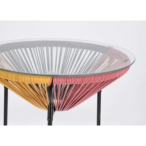Tavolino rotondo da esterno Ø50cm intrecciato a corda Parker YES - Multicolore 1