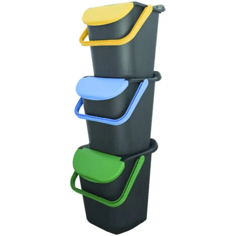 Pattumiera Differenziata Tower Bin 30 Litri 3 Pezzi Giallo Blu Verde
