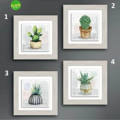 1 Pezzo Quadro da Parete Ceramic Modern Botany Shabby Beige 18 x 18 cm 4 Decori