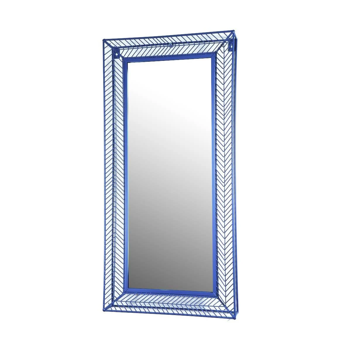 Specchio da Muro Metallo Blu cm.38x8,5x78