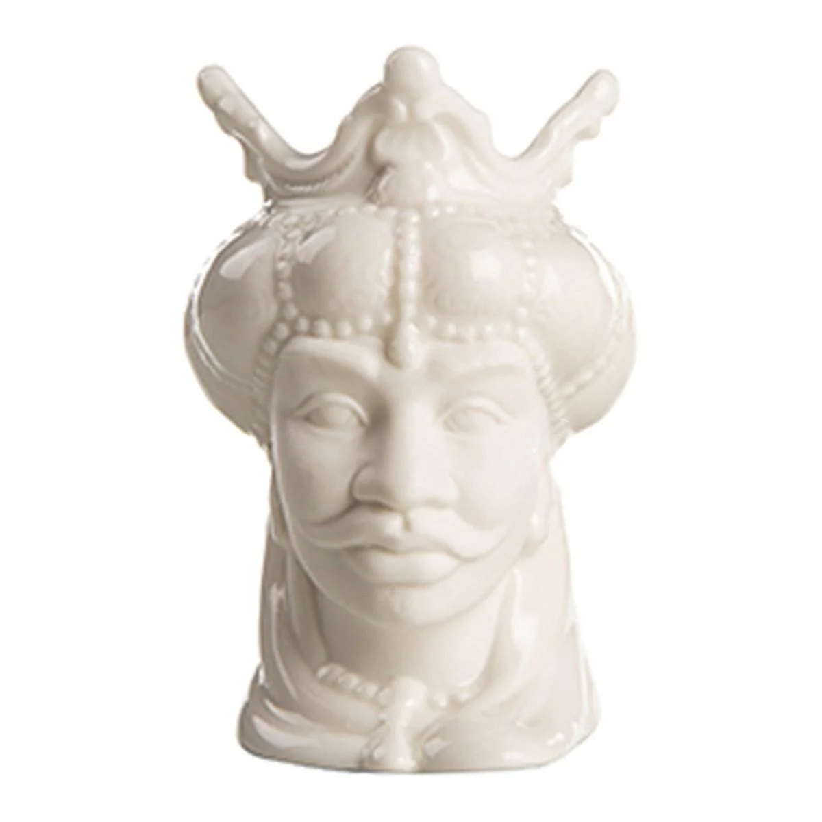 Vaso Porcellana Testa Moro Re Bianco cm.10