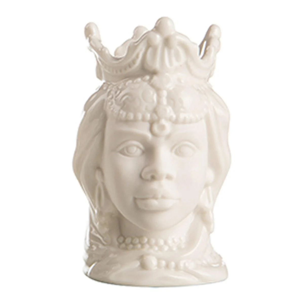 Vaso Porcellana Testa Moro Regina Bianco c10
