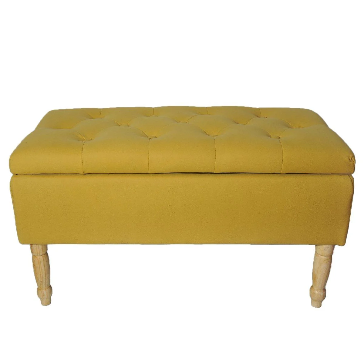Pouf Ecopelle Ocra con Contentitore 80x40