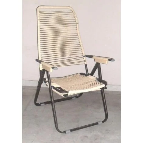 Sedia poltrona sdraio mod cordonata colore ecru metallo schienale regolabile
