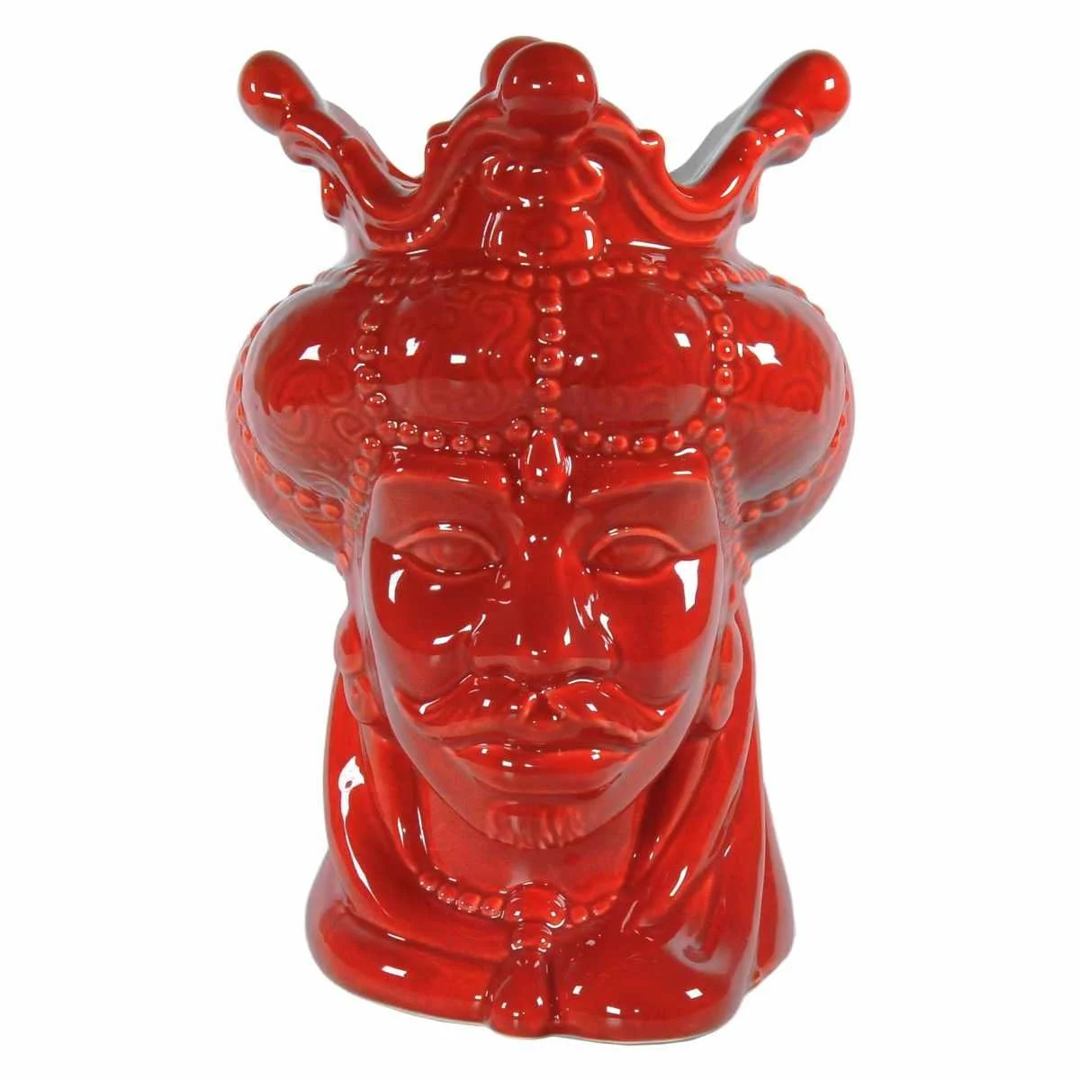 Vaso Porcellana Testa Moro Re Corallo cm.24