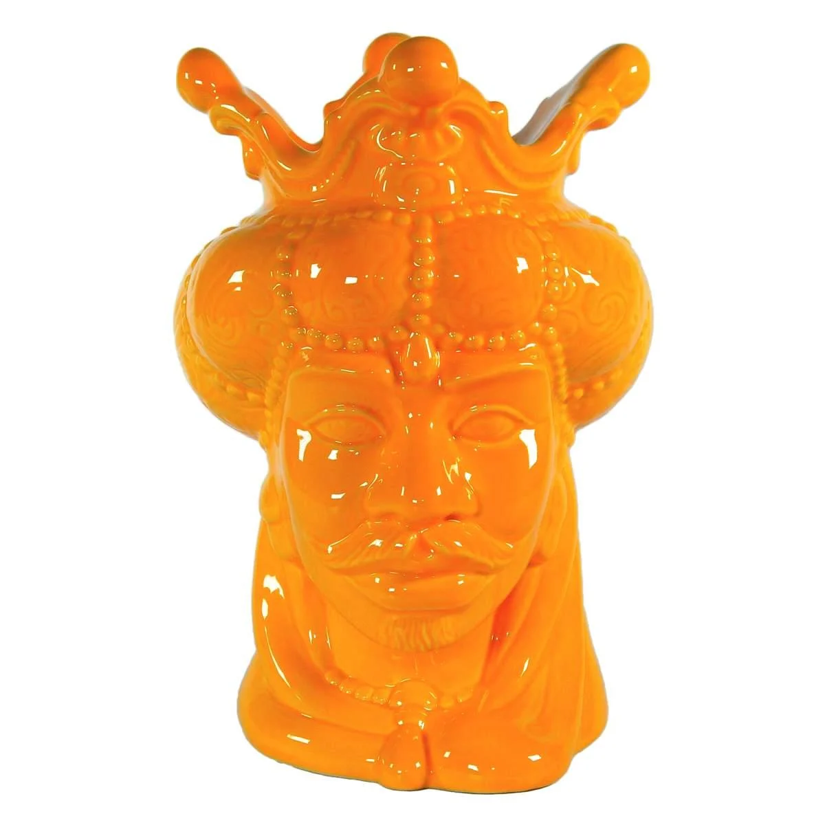 Vaso Porcellana Testa Moro Re Giallo cm.24